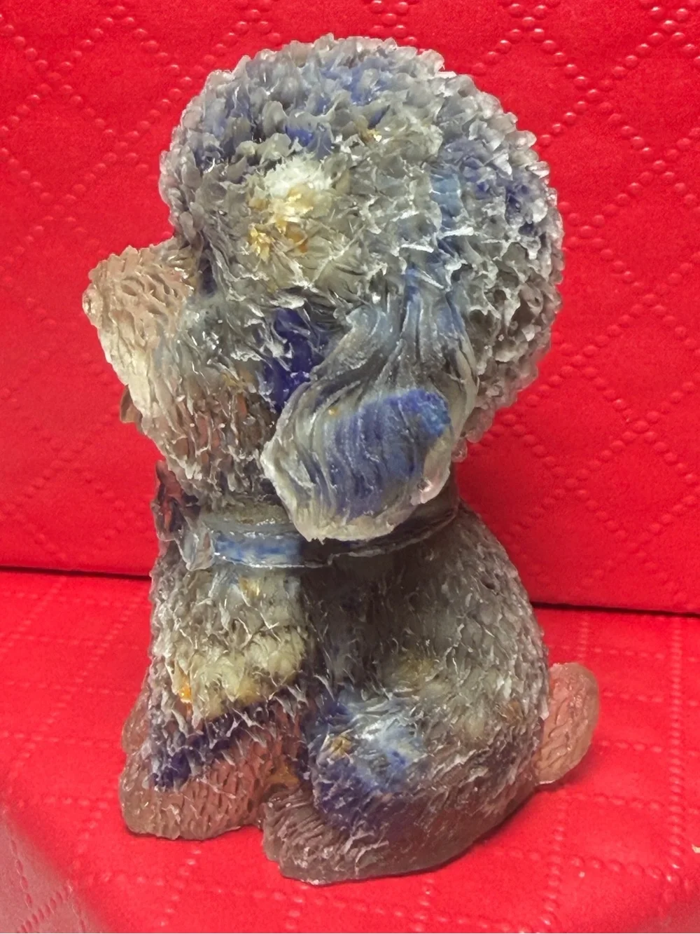 Crystal Chip Poodle Blue and Gray Resin Figurine 1.5 inches